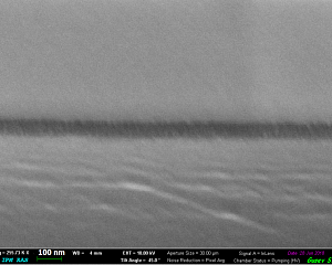 Рис. 1. СЭМ изображение пленки DLC на кремнии (вид с торца)