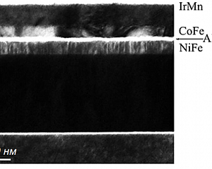 светлопольное изображение поперечного сечения ТМР-структуры, полученное в просвечивающем электронном микроскопе